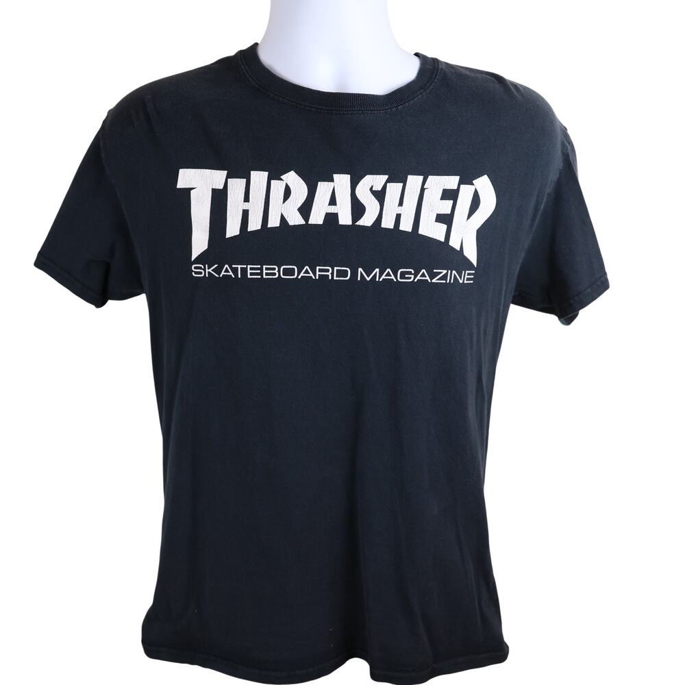 Thrasher Men’s Graphic Tee Skateboard Magazine Logo Black Size M